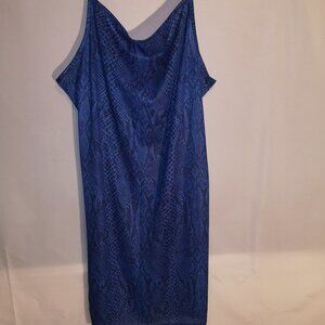 Request Ladies Size Large Blue Shoe String Strap Bathing Suit Coverup